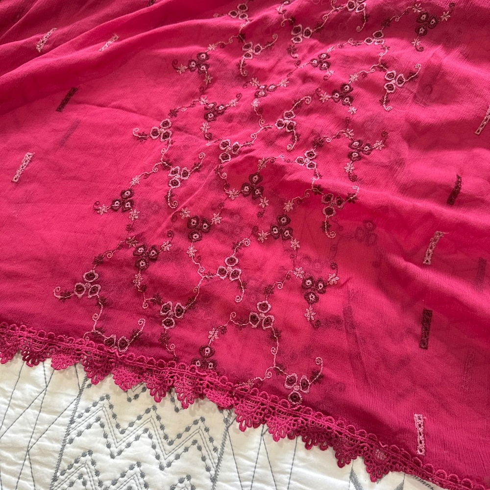 3 pc Cotton Chickenkari Embroidered Suit Chiffon Dupatta,Pakistani L - Picture 15 of 16